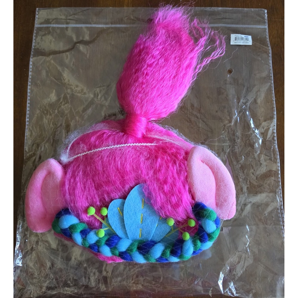 DreamWorks Trolls Kids Pink Wig Costume Hair Cosplay Fancy Dress Halloween